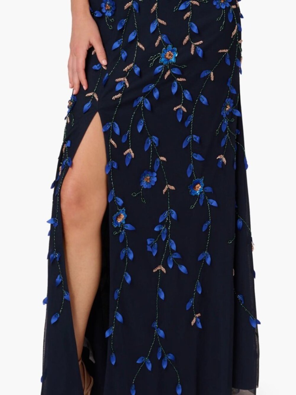 NWT Adriana Papell 3D Floral Beaded One-Shoulder A-line Gown. Size 4 - Picture 4 of 16